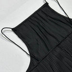 Bodycon Sleeveless Pleated Solid Color Split-Back Split-Joint Zipper Spaghetti-Neck Maxi Dresses