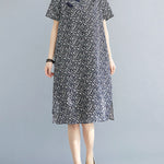 Artistic Retro Floral Printed Stand Collar Short Sleeves Cheongsam Midi Dress
