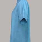 Loose Short Sleeves Solid Color Mock Neck Blouses&Shirts Tops