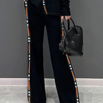 Loose Wide Leg Contrast Color Pockets Pants Trousers