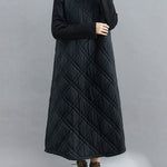 Simple Split-Joint High-Neck H-Line Quilted Midi Dress