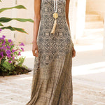 Elegant and Unique Printed V Neck Maxi Dress