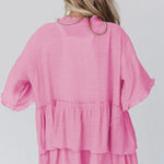 Ruffled Trim Short Sleeve Open Front Kimono