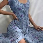Women's Shift Dress  Short Sleeve Floral Button Front Print Summer