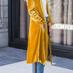 Velvet cardigan buttonless outerwear sweater