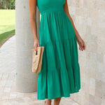 Solid One Shoulder Sleeveless Beach Dress