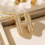 Pavé Bubble Letter Monogram Necklace