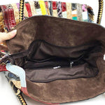 Split-joint Striped Shoulder Sling Leather Bag