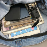 Casual Denim Split-Joint Solid Color Bags Accessories