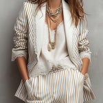 Vintage Striped Lace Short-sleeved Blazer