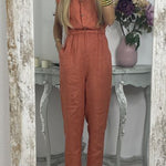 Casual Solid Pocket V Neck Loose Jumpsuits