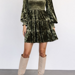 Casual Daily Ruffle Velvet O Neck A Line Dresses(4 Colors)