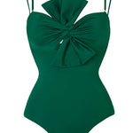 Margovil Bow Front One-piece Swimsuit and Printed Wrap Cover Up Skirt Set