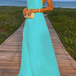 Margovil Chain Halter Open Back Maxi Swing Dress