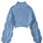 Loose Turtleneck Puff Sleeve Thick Sweater