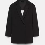 Yulissa Single Button Long Sleeve Fitted Waist Open Back Pocketed Lapel Blazer