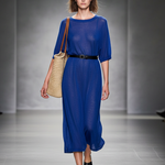 Women's Minimalist Sheer Knit Short-sleeved Midi Dress