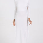 Bodycon Long Sleeves Backless Solid Color Split-Joint Split-Side Round-Neck Maxi Dresses