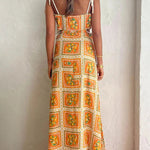 Olvera Red Flower Cropped Bell Sleeve Long Dress