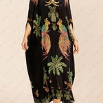 Unique Drop Shoulder Sleeve Coconut Tree Printed Dress
