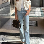 Margovil Button Up Pocketed Cropped Bomber Jacket