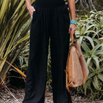 Fresh Air Linen Blend Pocketed Smocked Pants