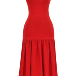 Graceful Silhouette Square Neck Wide Strap Drop Waist Midi Dress
