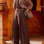 High Waisted Loose Pleated Pockets Solid Color Pants Trousers
