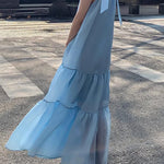 Loose Sleeveless Solid Color Halter-Neck Midi Dresses