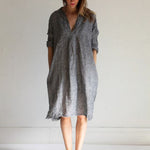 Linen Casual Women's V-Neck Long Dress