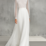 Women's Elegant White Chiffon Long-sleeved Maxi Dress