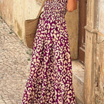 Purple Leopard Ruched Lace Dress