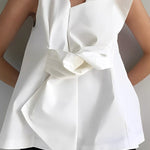 A-Line Loose Knot Solid Color V-Neck Vest Top