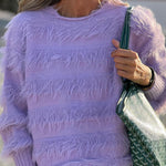 Purple tassel design loose sweater