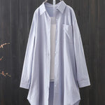 High-Low Long Sleeves Solid Color Lapel Shirts Tops