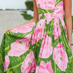 Elegant Holiday Flower Print Dress