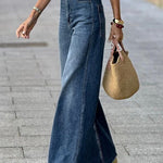 High Waisted Straight Leg Gradient Split-Joint Jean Pants Bottoms