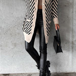 Strip Print Button Knitted Cardigan