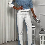 STRAIGHT LEG MID-RISE COMBINED JEANS