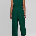 Buttoned Sleeveless Cropped Jumpsuit With Sash
