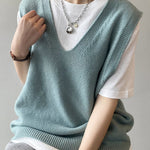 Simple 9 Colors V-Neck Loose Sleeveless Vest