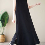 A-Line Loose Solid Color Round-Neck Midi Dresses