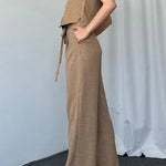 Solid Color Casual Vest Two-piece Set