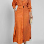 Waist long sleeve irregular shirt dress