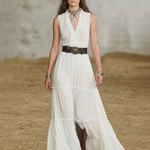 Women's Chiffon Tie-strap V-neck Sleeveless Maxi Dress