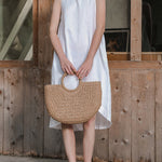 High-Low Loose Solid Color Round-Neck Midi Dresses