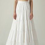 Margovil Smocked Elastic Waist Ruffle Tiered Maxi Skirt