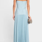 Margovil Strapless Tube Patchwork Pleated Maxi Dress