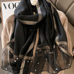 Sun-Protection Beaded See-Through Shawl&Scarf