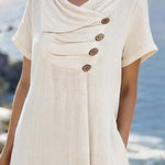 Women'S Casual Solid Color V-Neck Dress With Unique Design.